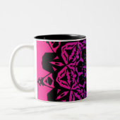 roze en paarse Mandala bloem Tweekleurige Koffiemok (Links)