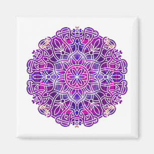 Roze en Paarse Mandala Pattern Magneet