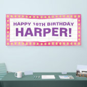 Roze en Paarse Marquee Verjaardagsbanner Spandoek (Beurs)