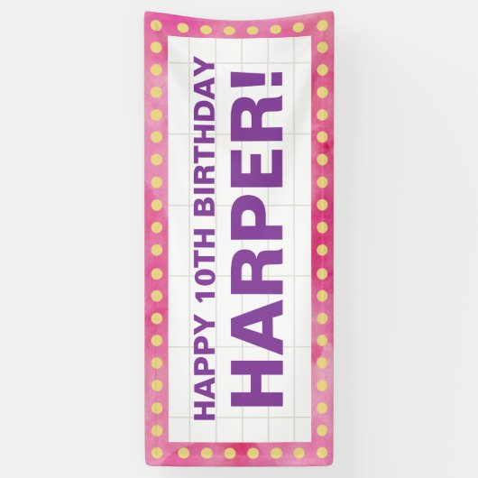 Roze en Paarse Marquee Verjaardagsbanner Spandoek (Verticaal)