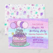 Roze en Paarse meisjesdag Briefkaart (Voorkant / Achterkant)