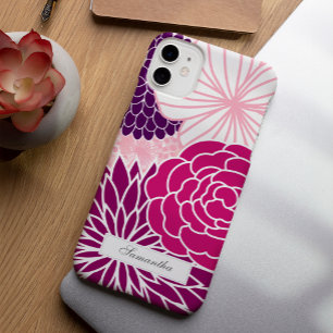 Roze en Paarse Mod Floral iPhone 15 Pro Max Hoesje