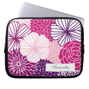 Roze en Paarse Mod Floral Laptop Sleeve