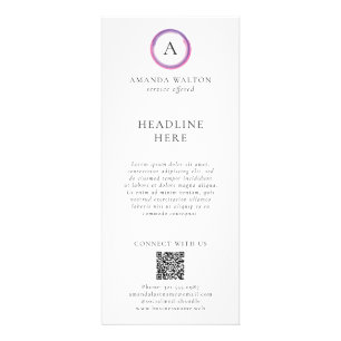 Roze en Paarse Monogram QR-code Modern Zakelijk Reclamekaart