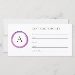 Roze en Paarse Monogram Zakelijk Cadeaubon