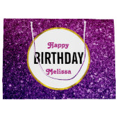 Roze en Paarse mousserende glitter Gemstone Birthd Groot Cadeauzakje (Achterkant)