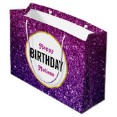 Roze en Paarse mousserende glitter Gemstone Birthd Groot Cadeauzakje (Achterkant Gekanteld)