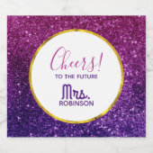 Roze en Paarse mousserende glitter Gemstone Cheers Sparkling Wijnetiket (Enkel label)