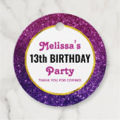 Roze en Paarse mousserende glitter Gemstone Party Bedankjes Labels (Voorkant)