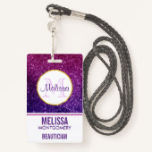 Roze en Paarse mousserende glitterstenen Badge (Achterkant met draagriem)