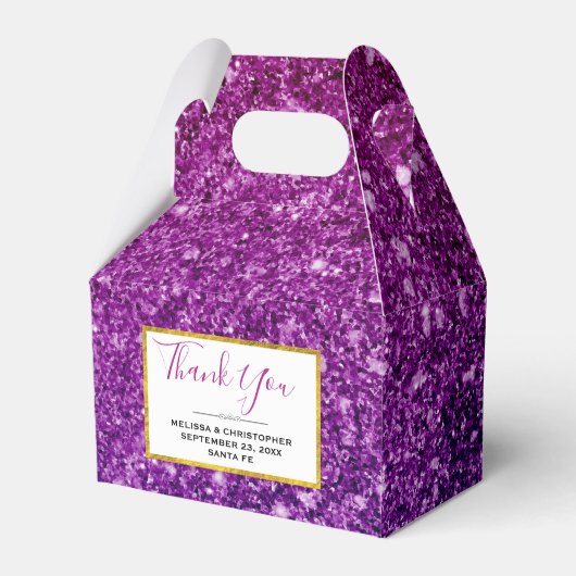 Roze en Paarse mousserende glitterstenen Bedankdoosjes (Voorkant Zijde)