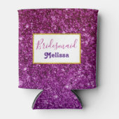 Roze en Paarse mousserende glitterstenen Blikjeskoeler (Voorkant)