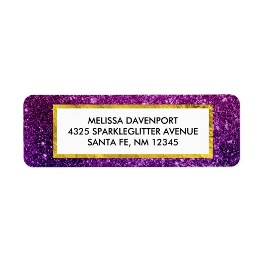 Roze en Paarse mousserende glitterstenen Etiket (Voorkant)