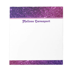 Roze en Paarse mousserende glitterstenen Notitieblok