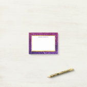 Roze en Paarse mousserende glitterstenen Post-it® Notes (Op bureau)