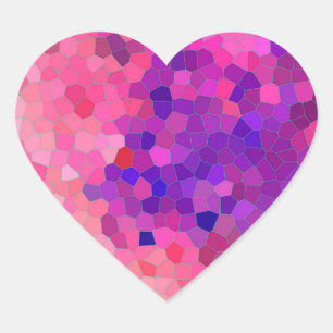 Roze en paarse mozaïekpatroon hart sticker