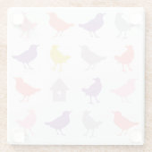 Roze en Paarse paasvogels met vogelpest Glazen Onderzetter (Achterkant)