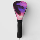 Roze en Paarse palmzonnebank Golfheadcover (Voorkant)