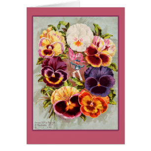  roze en Paarse Pansies -  kunst