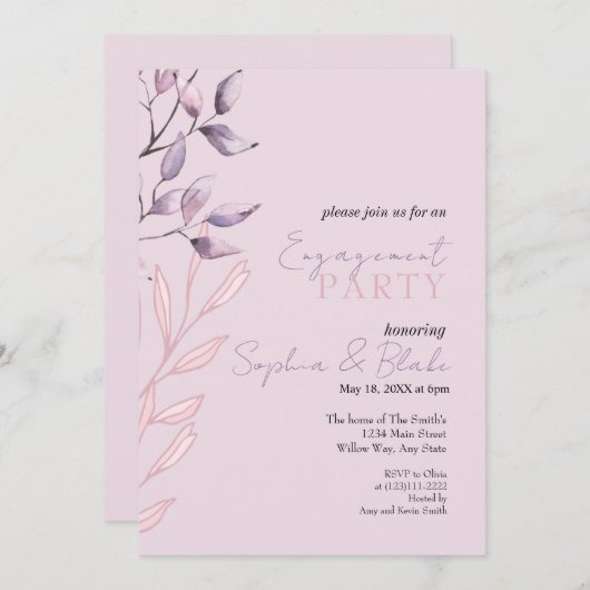 Roze en Paarse partij voor Paarse inzet Kaart (Voorkant / Achterkant)