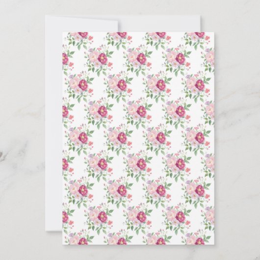 Roze en Paarse Peony Flowers Vrijgezellenfeest Kaart (Achterkant)