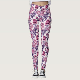 Roze en Paarse pioenen en Rozen Leggings