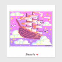 Roze en paarse Pixel vliegend schip