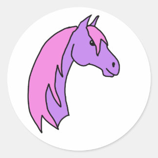 Roze en Paarse Pony Stickers! Ronde Sticker