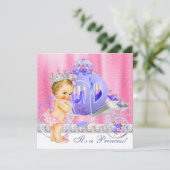 Roze en Paarse prinses Baby shower Kaart (Staand voorkant)