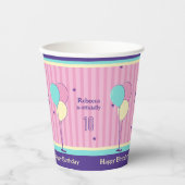 Roze en paarse retro stijl verjaardag Papieren bek Papieren Bekers (Voorkant)