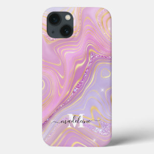 Roze en Paarse ridescent Agate C iPhone 13 Hoesje
