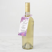 Roze en paarse rozen. Floral bruiloft bedankt Flessenhanger (Schuin)