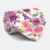 Roze en Paarse Rozen Stropdas Groomsmen (Opgerold)