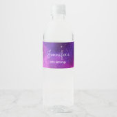 Roze en Paarse ruimte en sterren Faux Galaxy Birth Waterfles Etiket (Voorkant)