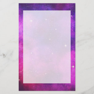 Roze en Paarse ruimte en sterren Faux Galaxy Briefpapier
