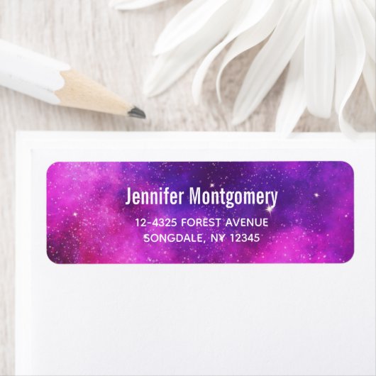 Roze en Paarse ruimte en sterren Faux Galaxy Etiket (Insitu)