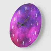 Roze en Paarse ruimte en sterren Faux Galaxy Grote Klok (Hoek)