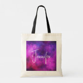 Roze en Paarse ruimte en sterren Faux Galaxy Tote Bag (Achterkant)