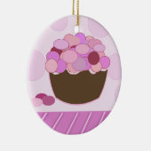 Roze en Paarse smartie Cupcake Keramisch Ornament (Rechts)