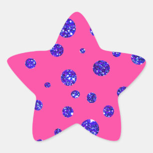 Roze en Paarse Sparkle Polka Dots Fun Ster Sticker