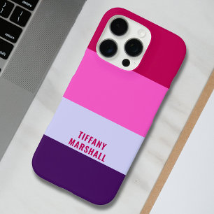 Roze en Paarse strepen Patroon Canvas tas iPhone 16 Pro Hoesje