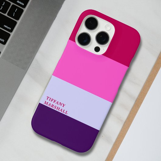 Roze en Paarse strepen Patroon Canvas tas Case-Mate iPhone Case