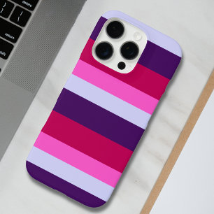 Roze en Paarse strepen Patroon Canvas tas iPhone 16 Pro Hoesje