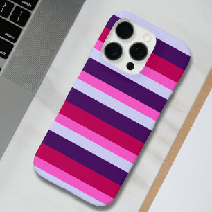 Roze en Paarse strepen Patroon Canvas tas iPhone 16 Pro Hoesje