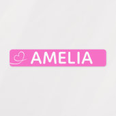 Roze en paarse swish hart aangepaste naam labels (Design 1)