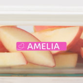 Roze en paarse swish hart aangepaste naam labels (Aangebracht)