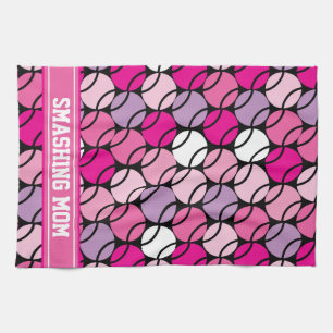 🎾 Roze en paarse tennisballen, met initiaal Theedoek