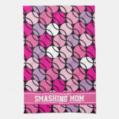 🎾 Roze en paarse tennisballen, met initiaal Theedoek (Verticaal)