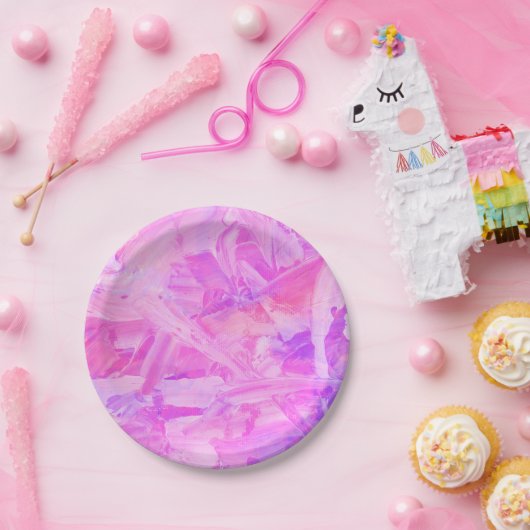 Roze en paarse textuur papieren bordje (Feest)