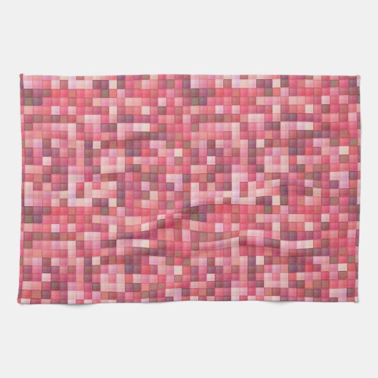 Roze en Paarse Tile-mozaïek Theedoek (Horizontaal)